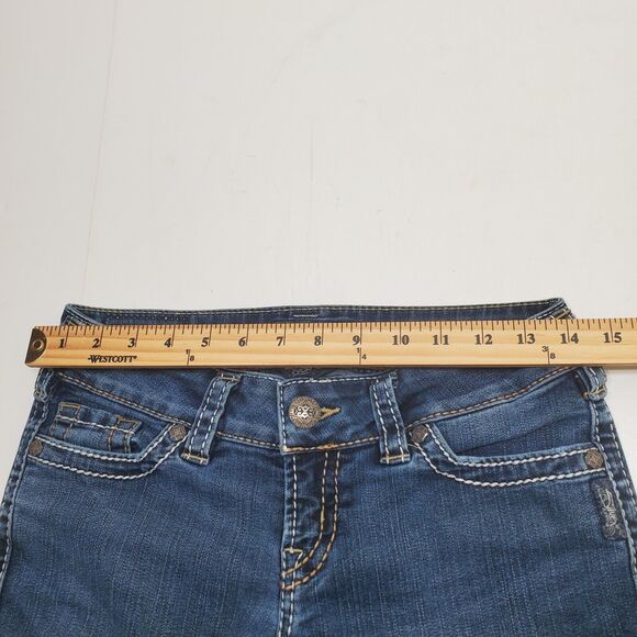 Silver Jeans Womens 28 Mckenzie Crop Mid Rise Dark Wash Thick Stitch Flap Pocket - Picture 12 of 16